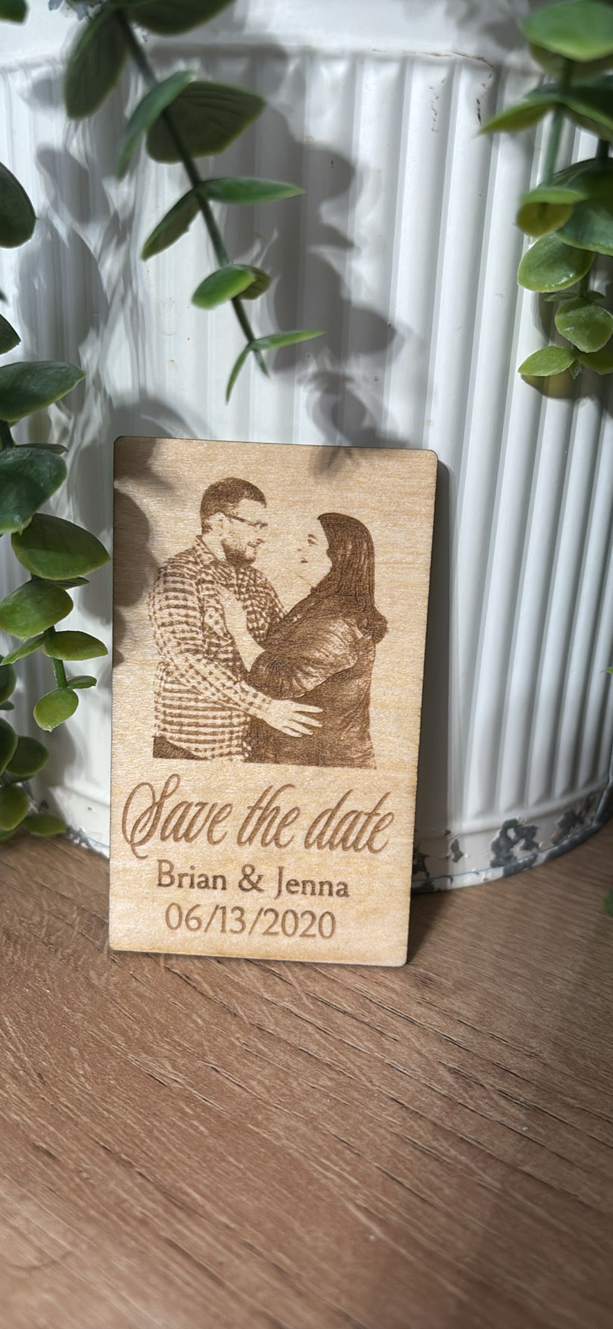 Wooden Save The Date Magnet | Custom Engraved |Rustic Personalized Fridge Magnet