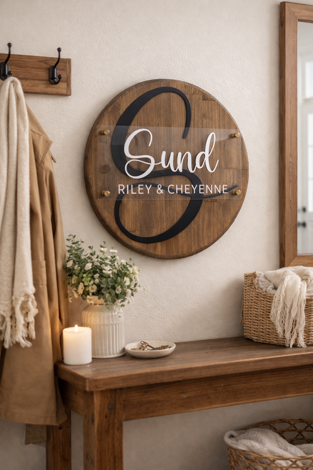 Personalized Round Wood Name Sign