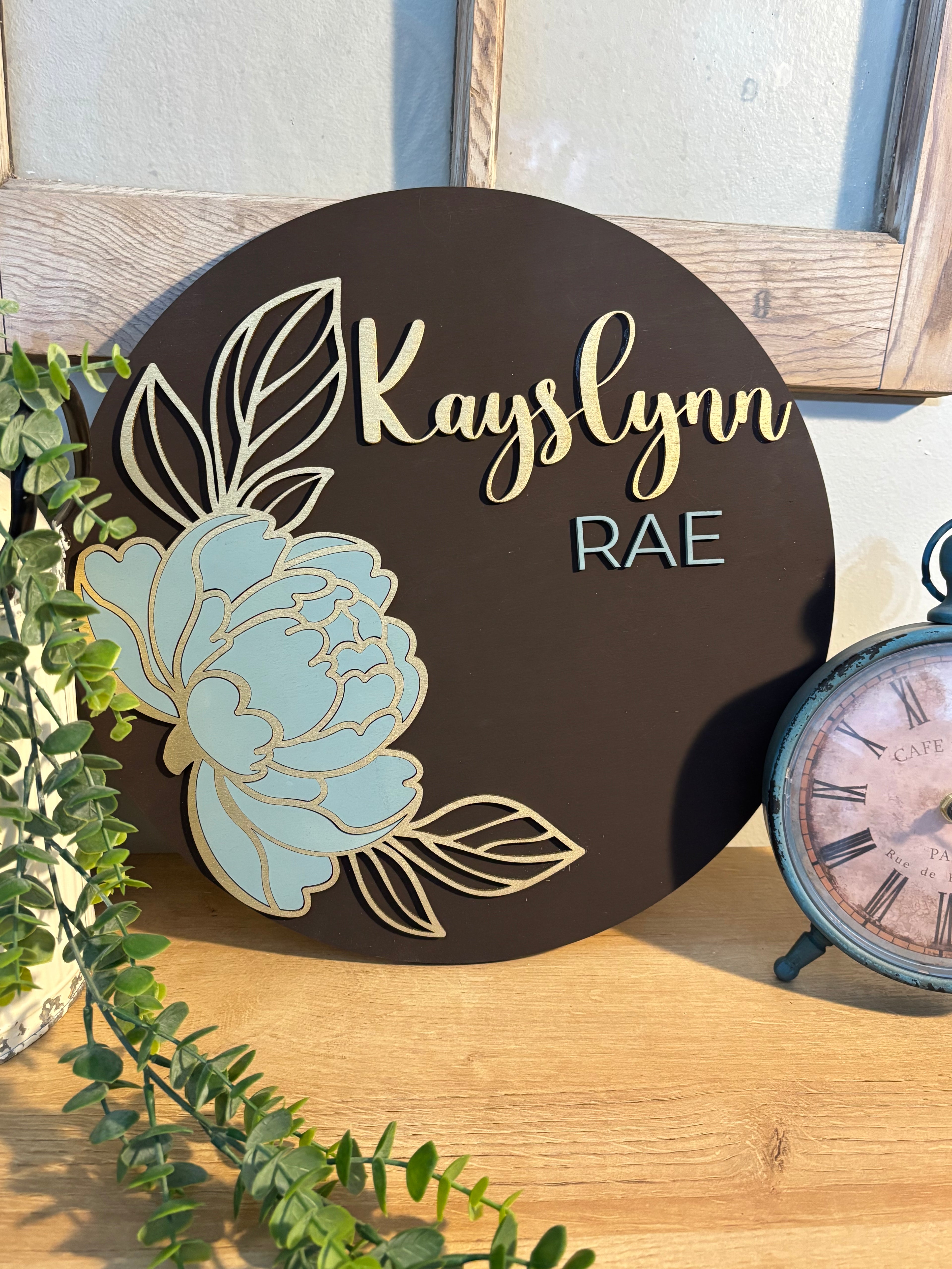 Custom Floral Name Sign