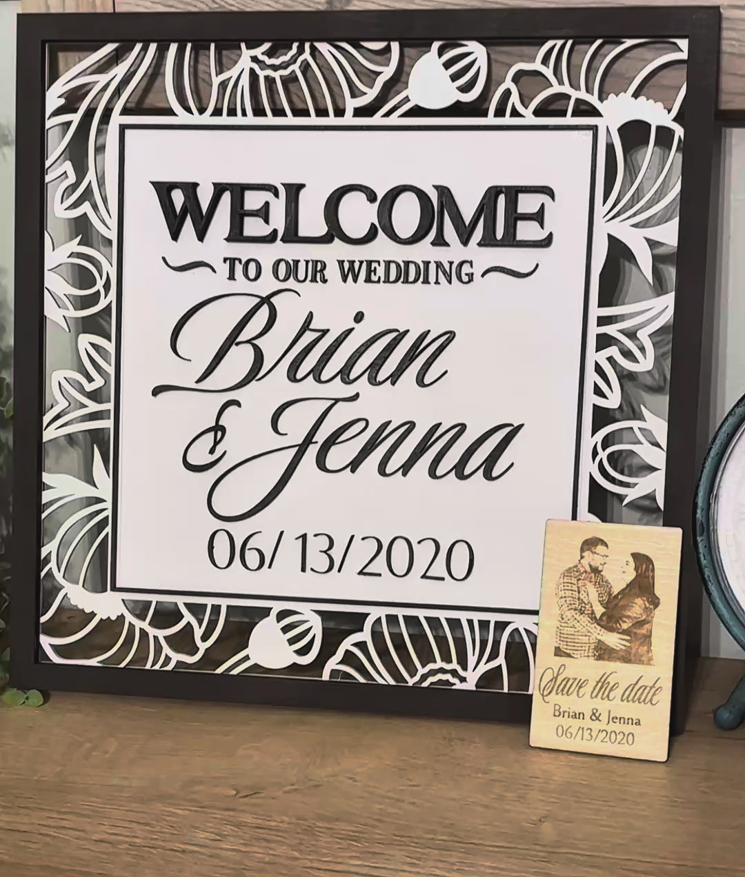 Wooden Save The Date Magnet | Custom Engraved |Rustic Personalized Fridge Magnet